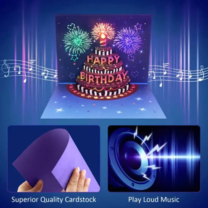 🟢LIGHTS & SOUND Pop up Happy Birthday Card
