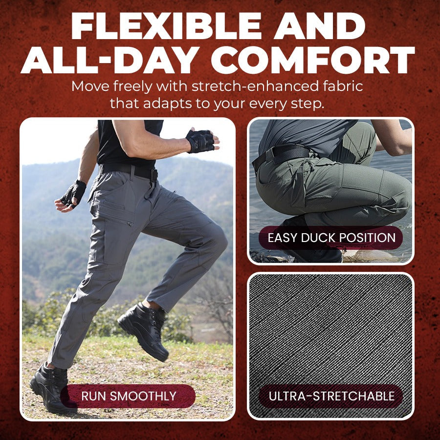 GridFlow  Men's Rugged Tactical Pants - Waterproof Ripstop Survival Gear