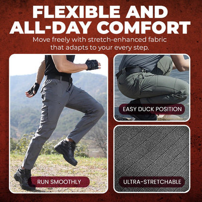 GridFlow  Men's Rugged Tactical Pants - Waterproof Ripstop Survival Gear