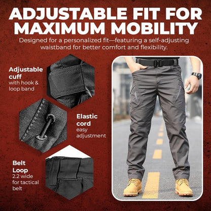 GridFlow  Men's Rugged Tactical Pants - Waterproof Ripstop Survival Gear