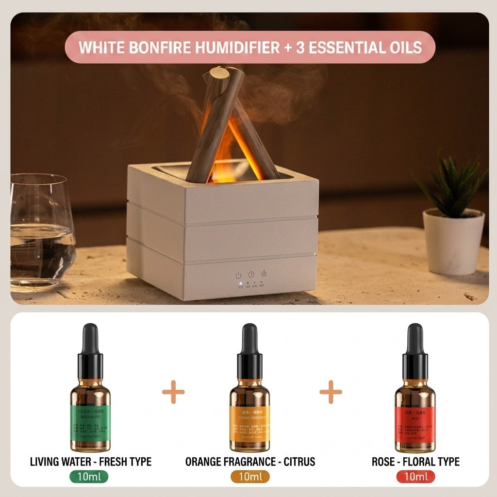 Realistic Flame Effect Humidifier & Essential Oil Diffuser 🔥