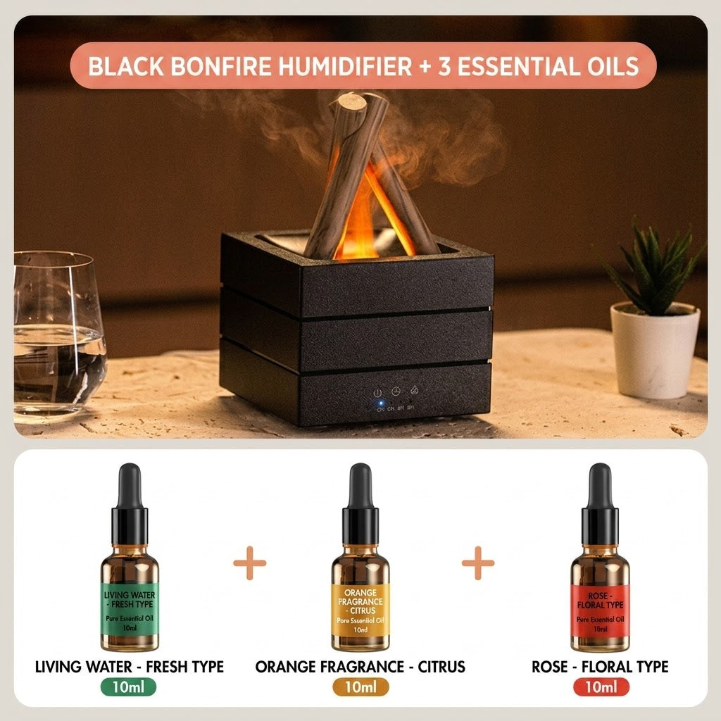 Realistic Flame Effect Humidifier & Essential Oil Diffuser 🔥